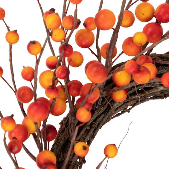 14" Unlit Autumn Harvest Artificial Orange & Red Berry Wreath